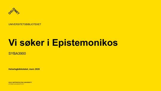 Link til Epistemonikos – hva og hvordan?