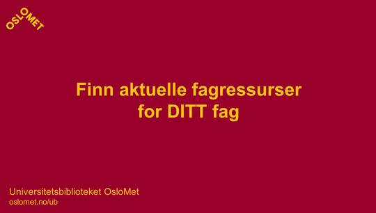 Link til Finn fagressurser for DITT fag